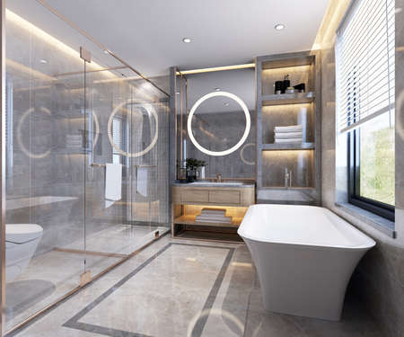 3D rendering of a Bathroom interior.の写真素材