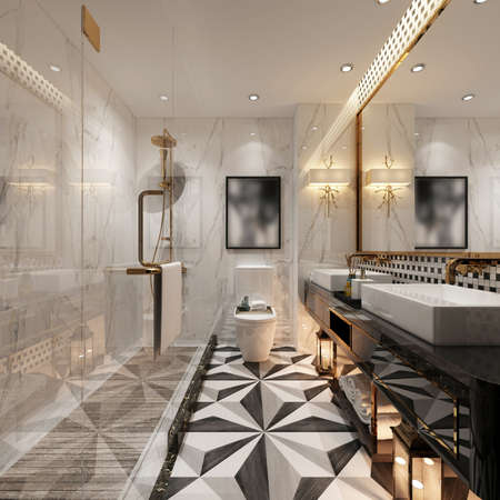 3D rendering of a Bathroom interior.の写真素材