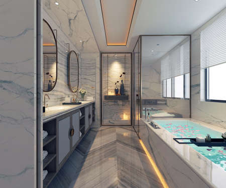 3D rendering of a Bathroom interior.の写真素材