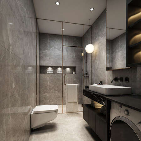 3D rendering of a Bathroom interior.