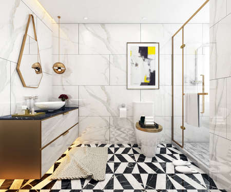 3D rendering of a Bathroom interior.の写真素材