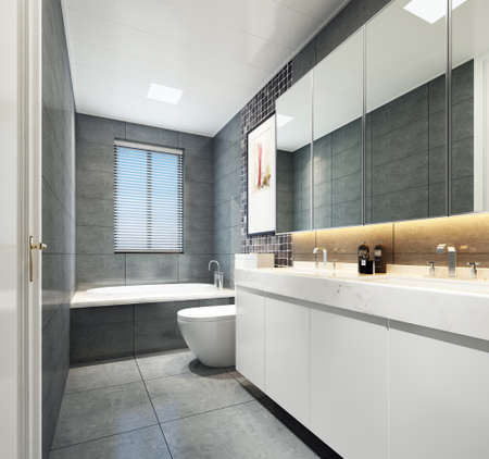 3D rendering of a Bathroom interior.の写真素材