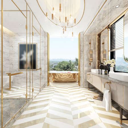 3D rendering of a Bathroom interior.の写真素材