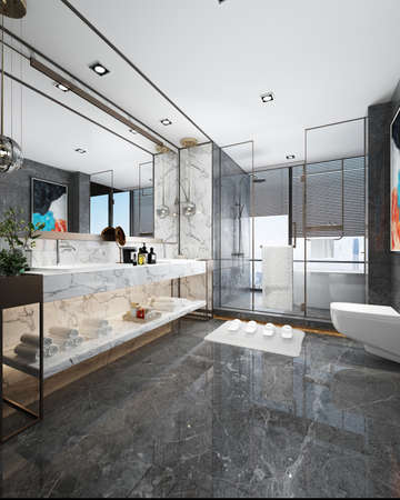 3D rendering of a Bathroom interior.の写真素材