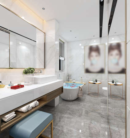 3D rendering of a Bathroom interior.の写真素材