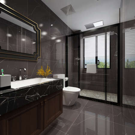 3D rendering of a Bathroom interior.の写真素材