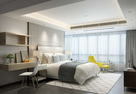 3D rendering bed roomの写真素材