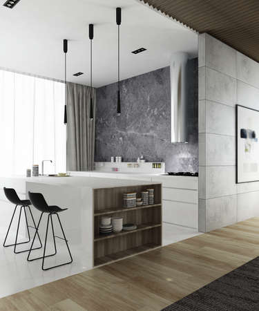 3D rendering kitchen roomの写真素材