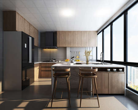 3D rendering kitchen roomの写真素材