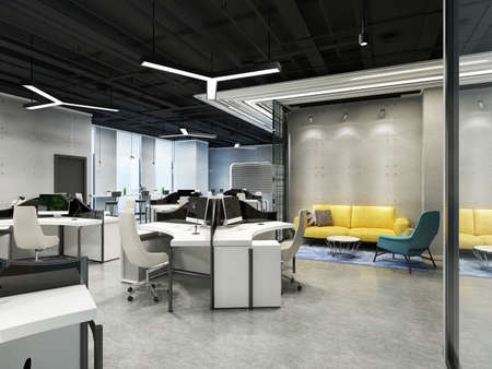 modern office interior 3d renderingの写真素材