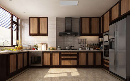 3D rendering kitchen roomの写真素材