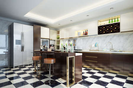 3D rendering kitchen roomの写真素材