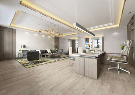 modern office interior 3d renderingの写真素材