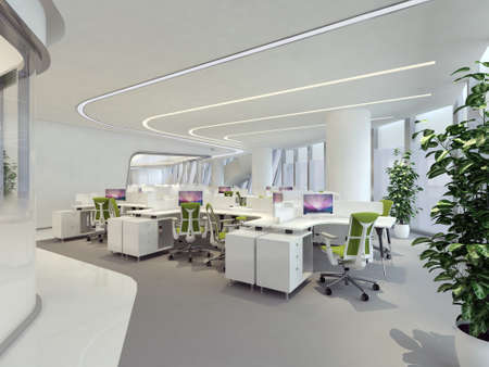 modern office interior 3d renderingの写真素材