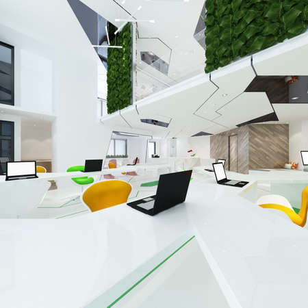 modern office interior 3d renderingの写真素材