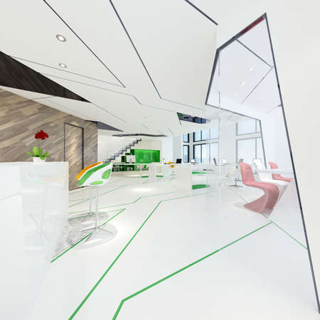 modern office interior 3d renderingの写真素材