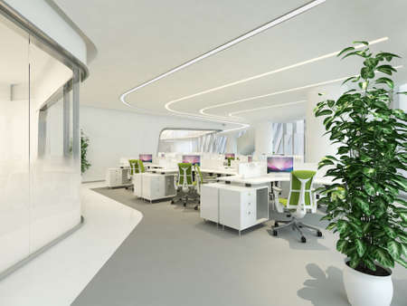modern office interior 3d renderingの写真素材