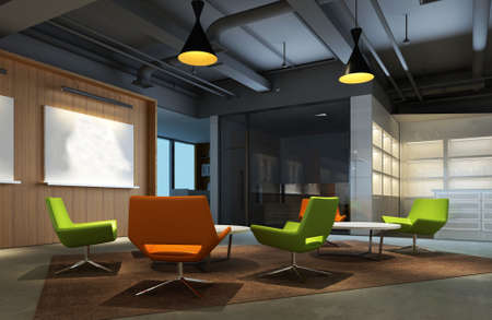 modern office interior 3d renderingの写真素材