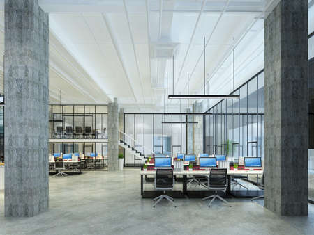 modern office interior 3d renderingの写真素材