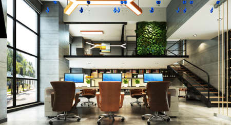 modern office interior 3d renderingの写真素材