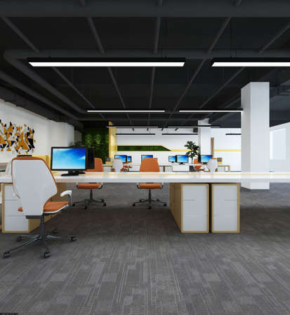 modern office interior 3d renderingの写真素材