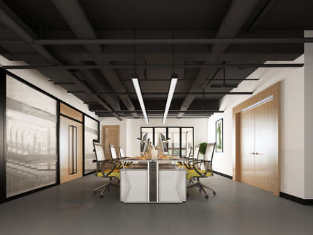 modern office interior 3d renderingの写真素材