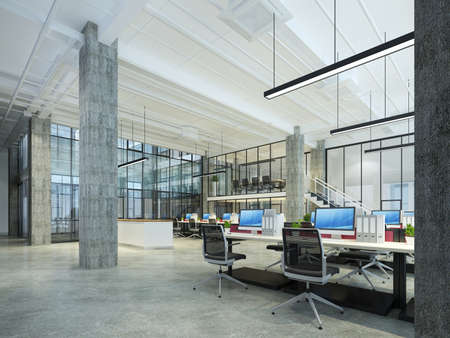 modern office interior 3d renderingの写真素材