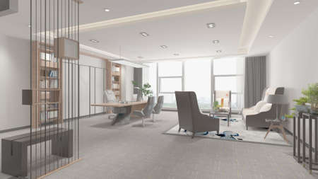 modern office interior 3d renderingの写真素材
