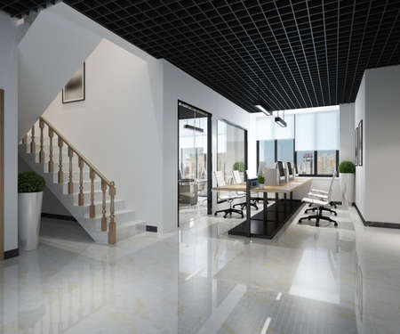modern office interior 3d renderingの写真素材