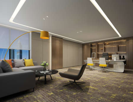 modern office interior 3d renderingの写真素材
