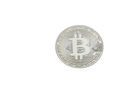 Golden Bitcoins (digital virtual money) on a white background. insulatorの写真素材