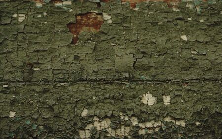 old planks with peeling paint, green,blueの写真素材
