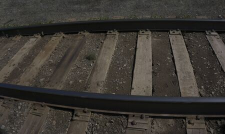 Old rails in landscape. Rails ina the land.の写真素材