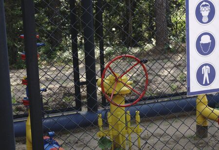 Oil and gas processing plant with pipe line valvesの写真素材