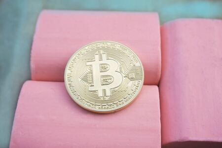 bitcoin is a bubble on a background with sunlight and soapの写真素材