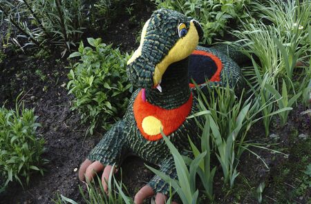 The wooden figure of the person for decoration of a garden or givingの写真素材