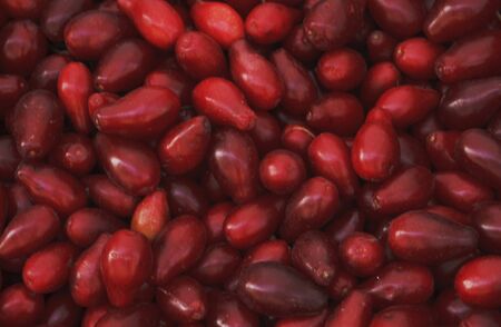 Healthy red Pears in the Basket.