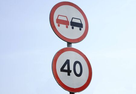 Road sign speed limit on the road
