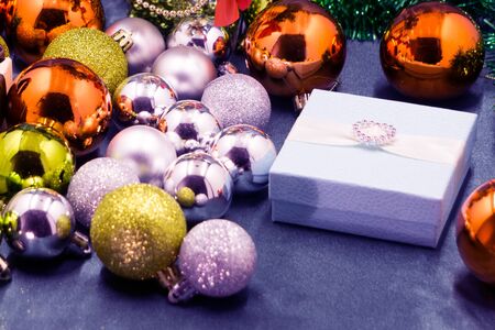 different christmas balls on the floor