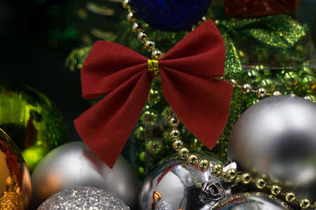 small red gift box in vintage tone for christmas background.の写真素材