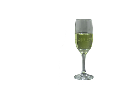 Champagne glass with bubbles isolated on white backgroundの写真素材