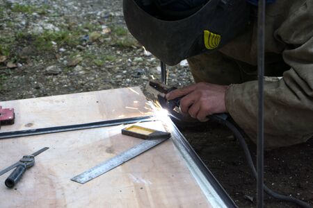 welder, craftsman, erecting technical steel Industrial steel welder in factory technical,