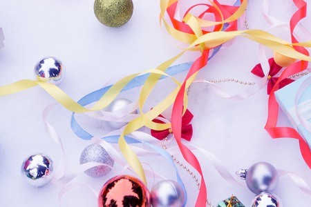 A Bear has a lot of giftbox from christmas and new year festival all around.の写真素材