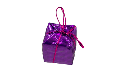 top view of purple present box .の写真素材