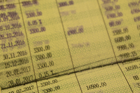 Balance, on the Desk of the accountant. Accounting, the concept of accounts. top view, above view