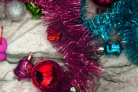 Christmas background with balls, soft focus