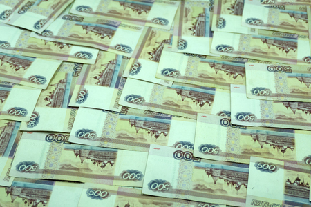 Background of lots of bills of mixed currency and value of euro, dollars and swiss francs