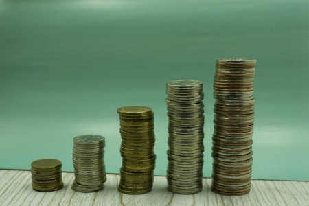 Euro coins. Euro money. Euro currency.Coins stacked on each other in different positions. Money conceptの写真素材