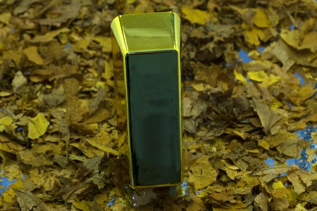 gold jewelry in lady handsの写真素材