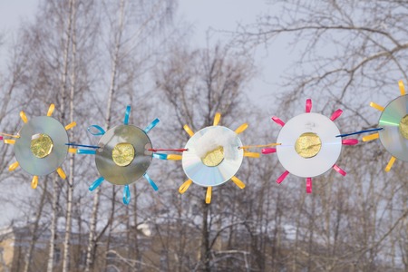 Pieces of pizza in the form of a garland of flags on a dark background. Pizza menu. Conceptual space for text. Billet for the poster of pizzeriaの写真素材